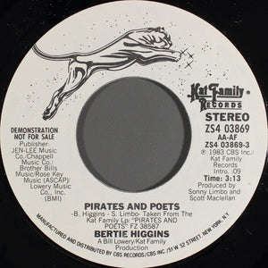 Bertie Higgins : Pirates And Poets (7", Promo, Styrene)