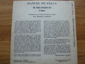De Falla* / L'Orchestre De L'Opéra-Comique, Paris*, Jean Martinon : The Three-Cornered Hat - 3 Dances (7", EP, Red)