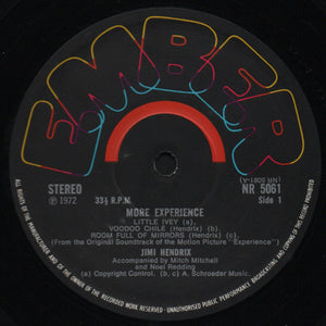 Jimi Hendrix : More  "Experience" Jimi Hendrix (Titles From The Original Sound Track Of The Feature Length Motion Picture) (Volume Two) (LP, Album)