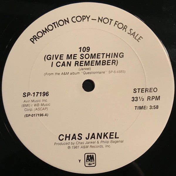 Chas Jankel : 109 (Give Me Something I Can Remember) (12