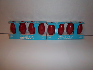 2 pk Vintage GE C9 CC Red Christmas Bulbs Lamps - New Old Stock! Tested