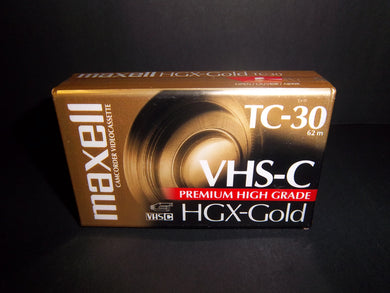 Maxell TC-30 VHS-C Premium High Grade HGX-Gold Camcorder tape - New & Sealed!