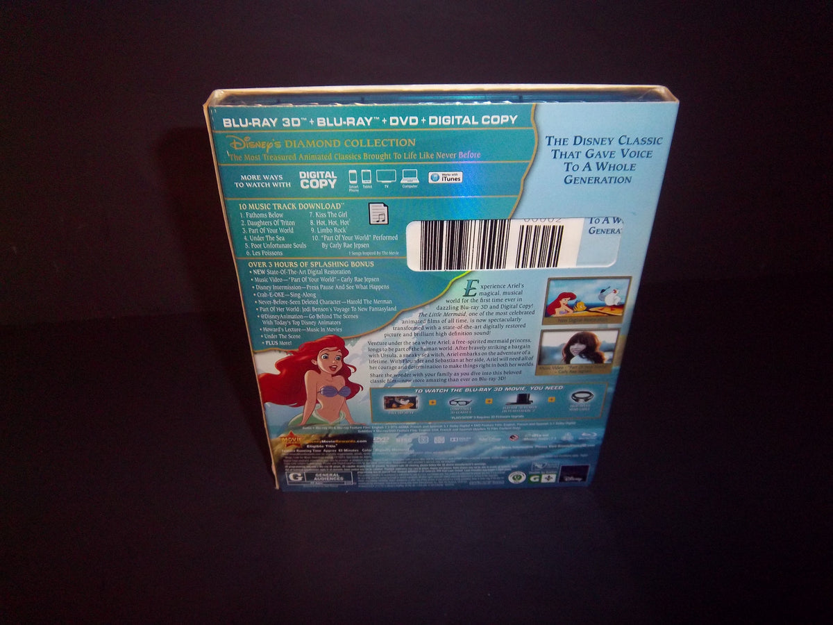 The Little Mermaid Authentic Disney 3D Blu-ray + Blu-ray + DVD Diamond ...