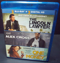 Load image into Gallery viewer, The Lincoln Lawyer / Alex Cross / One for the Money (3-Disc Blu-ray Set)