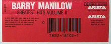 Load image into Gallery viewer, Barry Manilow : Greatest Hits Volume II (Cass, Comp, Dol)