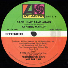 Load image into Gallery viewer, Cynthia Manley : Back In My Arms Again (12&quot;, Promo)