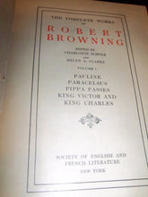 Load image into Gallery viewer, Brownings Works Vol 1 - Complete Works of Robert Browning ©1898 Marbled