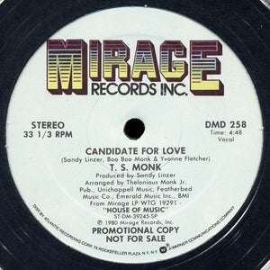 T.S. Monk : Candidate For Love / Can't Keep My Hands To Myself (12", Promo)