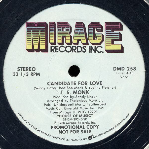 T.S. Monk : Candidate For Love / Can't Keep My Hands To Myself (12