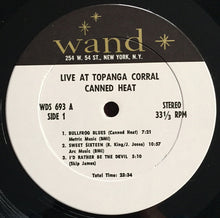 Load image into Gallery viewer, Canned Heat : Live At Topanga Corral (LP, Album)