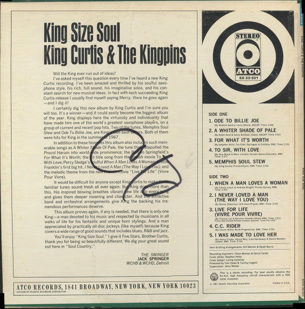 Buy King Curtis & The Kingpins : King Size Soul (LP, Album, CT