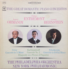 Load image into Gallery viewer, Philippe Entremont, Eugene Ormandy, Leonard Bernstein, The Philadelphia Orchestra, The New York Philharmonic Orchestra : The Great Romantic Piano Concertos (3xLP, Comp, RE + Box)