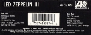 Led Zeppelin : Led Zeppelin III (Cass, Album, Club, RE)