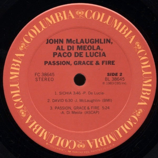 大得価在庫J.McLAUGHLIN-A.DI MEOLA-P. DE LUCIA 洋楽