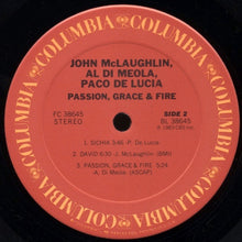 Load image into Gallery viewer, John McLaughlin, Al Di Meola, Paco De Lucía : Passion, Grace &amp; Fire (LP, Album, Car)