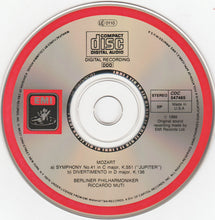 Load image into Gallery viewer, Mozart*, Berliner Philharmoniker, Riccardo Muti : Symphonie No. 41 &#39;Jupiter&#39;. Divertimento KV 136. (CD, Album, Club)