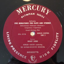 Load image into Gallery viewer, Howard Hanson, Eastman-Rochester Orchestra, Robert Sprenkle, Francis Tursi, Armand Basile, Joseph Mariano : Loeffler: Deux Rapsodies. William McCauley: Five Miniatures for Flute &amp; Strings. Wayne Barlow: Night Song (LP, Mono)