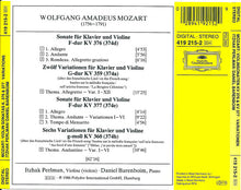 Load image into Gallery viewer, Mozart*, Itzhak Perlman, Daniel Barenboim : Sonaten Für Klavier Und Violine = Sonatas For Piano And Violin KV 376 &amp; KV 377 • 12 Variationen KV 359 • 6 Variationen KV 360 (CD)