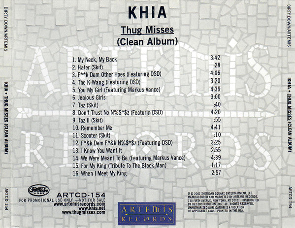 Khia : Thug Misses (Clean Album) (CD, Album, Promo, Cle)