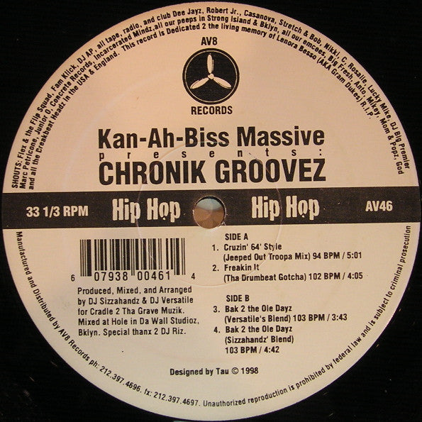 DJ Sizzahandz / DJ Versatile (3) : Kan-Ah-Biss Massive Presents: Chronik Groovez (12