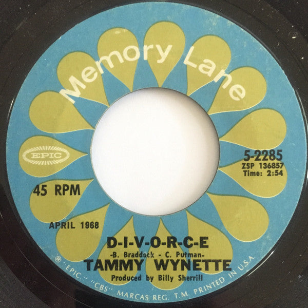 Tammy Wynette : ‎D-I-V-O-R-C-E / Singing My Song (7