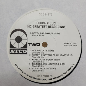 Chuck Willis : His Greatest Recordings (LP, Comp, Mono, Promo)