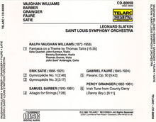 Load image into Gallery viewer, Vaughan Williams*, Barber*, Grainger*, Fauré*, Satie* • Leonard Slatkin, Saint Louis Symphony Orchestra : Fantasia On A Theme By Thomas Tallis, Adagio For Strings, Irish Tune From County Derry, Pavane, Two Gymnopédies (CD, Album)