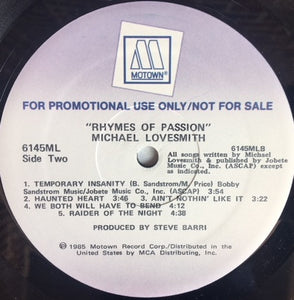 Michael Lovesmith : Rhymes Of Passion (LP, Album, Promo)