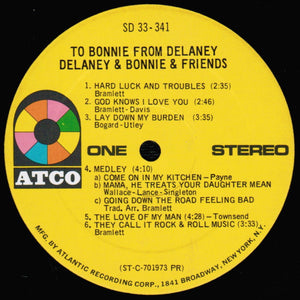 Delaney & Bonnie & Friends : To Bonnie From Delaney (LP, Album, PR,)