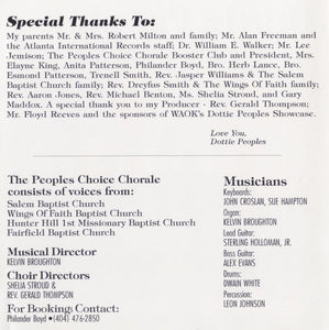 Dottie Peoples & The Peoples Choice Chorale : Live At Salem Baptist Church (CD, Album, Club, RE)