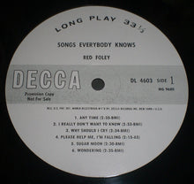 Load image into Gallery viewer, Red Foley : Songs Everybody Knows (LP, Album, Mono, Promo)