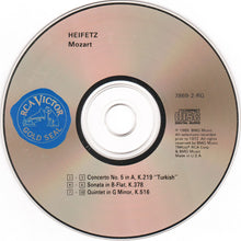 Load image into Gallery viewer, Mozart*, Heifetz*, Piatigorsky*, Primrose* : Concerto No.5 K.219, Sonata K.378, Quintet K.516  (CD, Comp, RE)