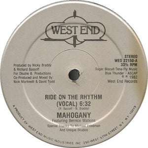 Mahogany Featuring Bernice Watkins : Ride On The Rhythm (12", Single)