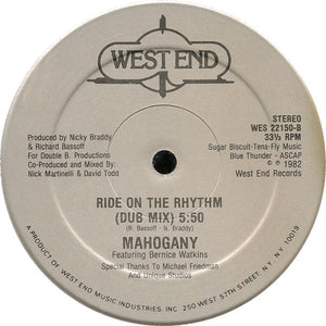 Mahogany Featuring Bernice Watkins : Ride On The Rhythm (12", Single)