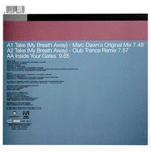 Load image into Gallery viewer, Green Court Feat. De/Vision : Take (My Breath Away) / Inside Your Gates (12&quot;)