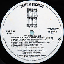 Load image into Gallery viewer, Warren Zevon : Bad Luck Streak In Dancing School (LP, Album, Promo, AR )