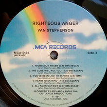 Load image into Gallery viewer, Van Stephenson : Righteous Anger (LP, Album, Pin)