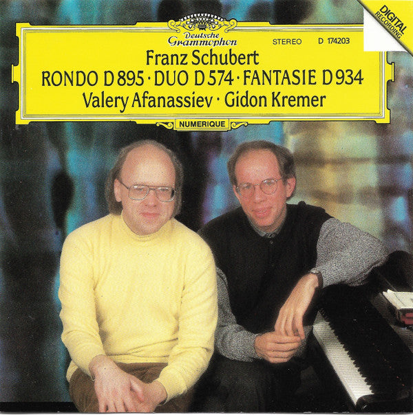 Franz Schubert, Valery Afanassiev, Gidon Kremer : Rondo D 895 - Duo D 574 - Fantasie D 934 (CD, Album, Club)