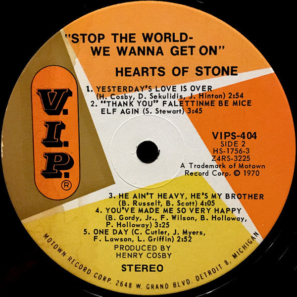 HEARTS OF STONE/STOP THE WORLD WE WANNA GET ON/-