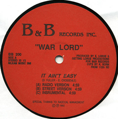 War Lord : It Ain't Easy / Nothing To Lose (12