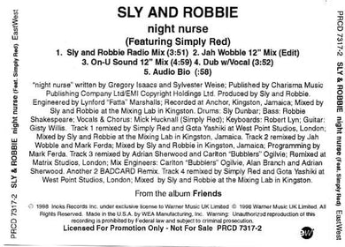 Sly And Robbie* Featuring Simply Red : Night Nurse (CD, Single, Promo)
