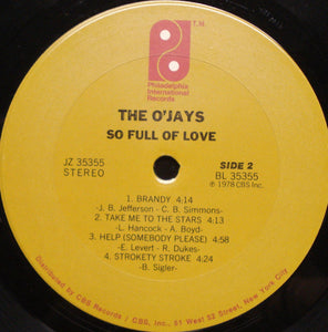 The O'Jays : So Full Of Love (LP, Album, Pit)