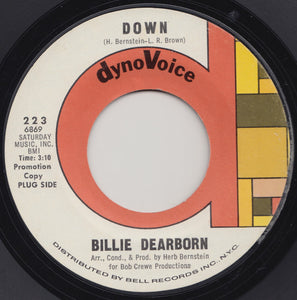 Billie Dearborn : Down / Mac Dougal Street Blues (7", Promo)