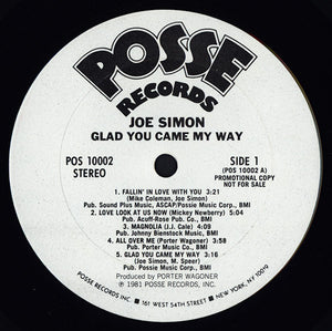 Joe Simon : Glad You Came My Way (LP, Album, Promo)