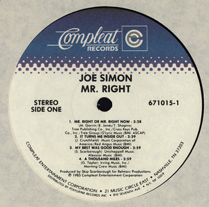 Joe Simon : Mr. Right (LP, Album, Spe)