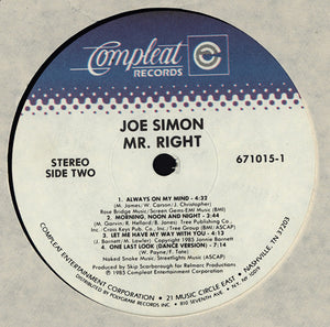 Joe Simon : Mr. Right (LP, Album, Spe)