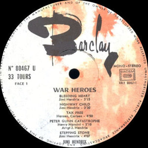 Jimi Hendrix : War Heroes (LP, Album, Mono)