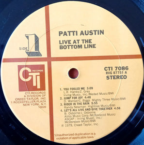 Patti Austin : Live At The Bottom Line (LP, Album, Gat)