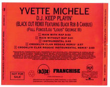 Load image into Gallery viewer, Yvette Michele Feat. Black Rob &amp; Canibus : DJ Keep Playin&#39; (Black Out Remix) (CD, Promo)