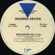 Load image into Gallery viewer, Warren Zevon : Reconsider Me (12&quot;, Promo)